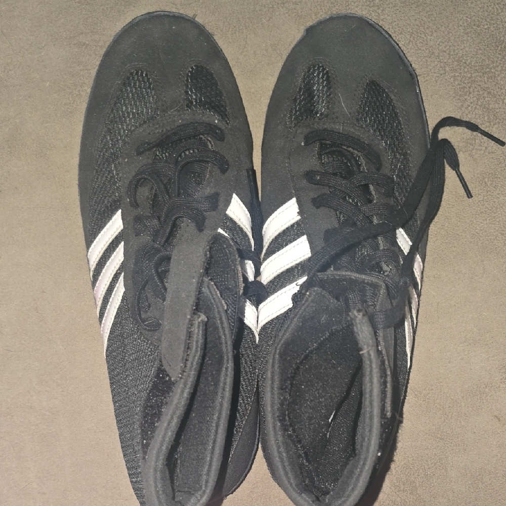 Adidas Classic Black Sneakers with White Stripes Size 11 Wrestling Shoes